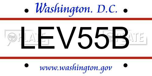 LEV55B District Of Columbia License Plate