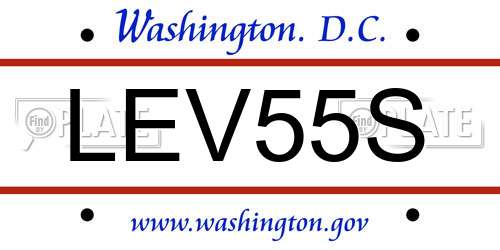 LEV55S District Of Columbia License Plate
