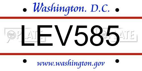 LEV585 District Of Columbia License Plate