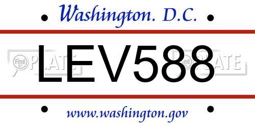LEV588 District Of Columbia License Plate