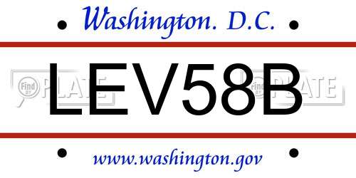 LEV58B District Of Columbia License Plate