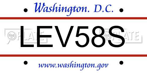 LEV58S District Of Columbia License Plate