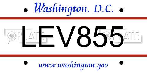 LEV855 District Of Columbia License Plate