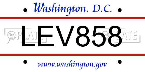 LEV858 District Of Columbia License Plate
