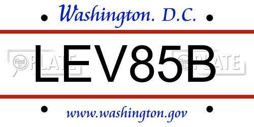LEV85B District Of Columbia License Plate