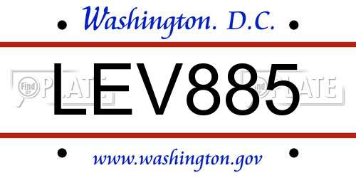 LEV885 District Of Columbia License Plate