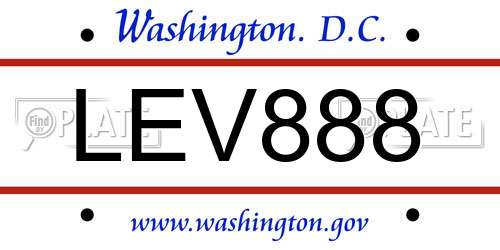 LEV888 District Of Columbia License Plate