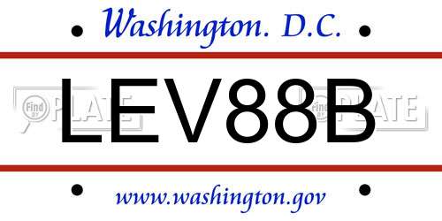LEV88B District Of Columbia License Plate