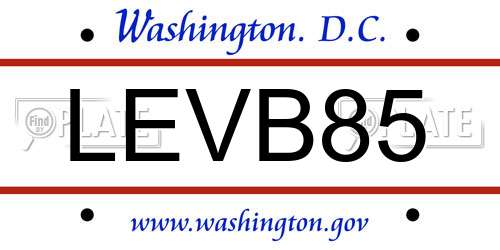 LEVB85 District Of Columbia License Plate