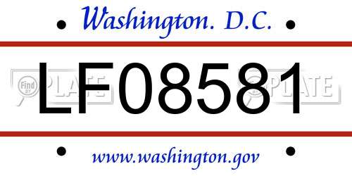 LF08581 District Of Columbia License Plate