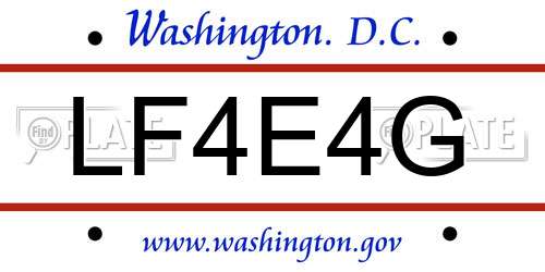 LF4E4G District Of Columbia License Plate