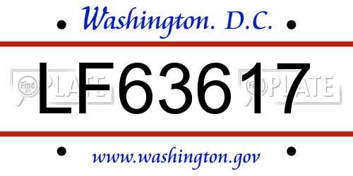 LF63617 District Of Columbia License Plate