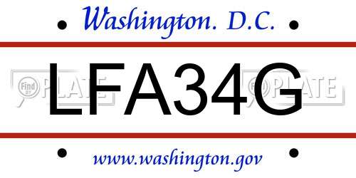 LFA34G District Of Columbia License Plate
