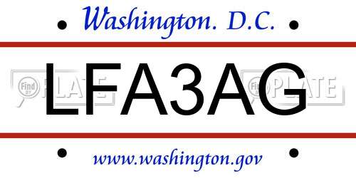 LFA3AG District Of Columbia License Plate