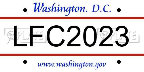 LFC2023 District Of Columbia License Plate