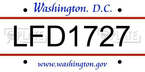 LFD1727 District Of Columbia License Plate