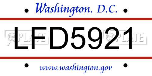 LFD5921 District Of Columbia License Plate