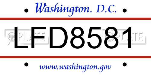 LFD8581 District Of Columbia License Plate