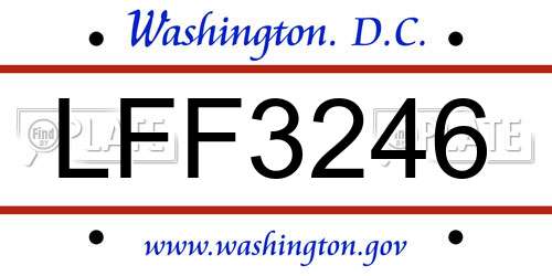 LFF3246 District Of Columbia License Plate