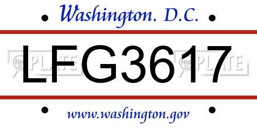 LFG3617 District Of Columbia License Plate
