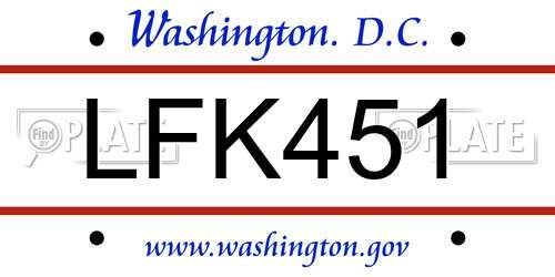 LFK451 District Of Columbia License Plate