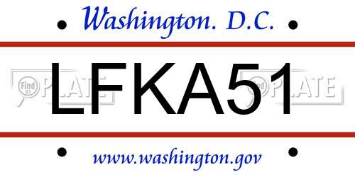 LFKA51 District Of Columbia License Plate