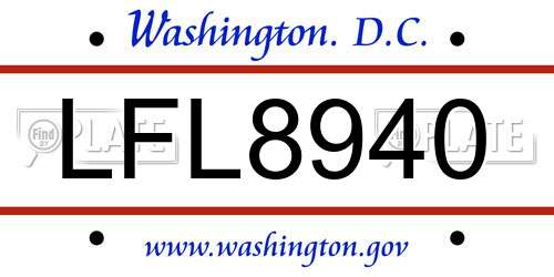 LFL8940 District Of Columbia License Plate