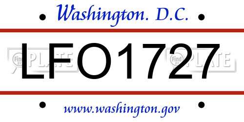 LFO1727 District Of Columbia License Plate