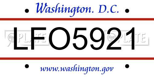 LFO5921 District Of Columbia License Plate