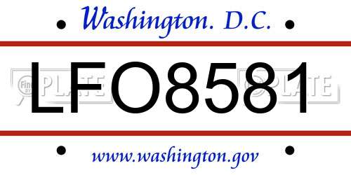 LFO8581 District Of Columbia License Plate