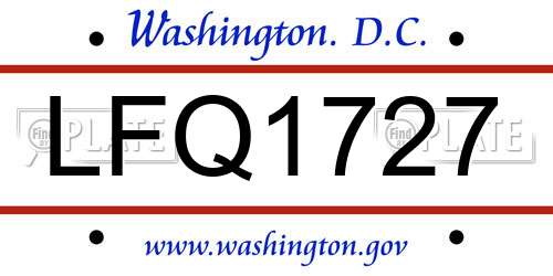 LFQ1727 District Of Columbia License Plate