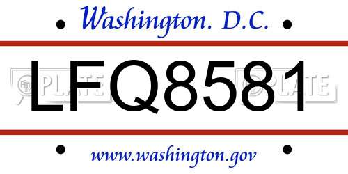 LFQ8581 District Of Columbia License Plate
