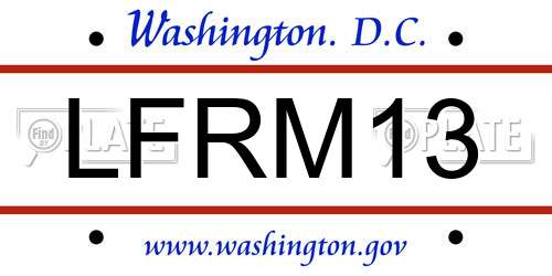 LFRM13 District Of Columbia License Plate