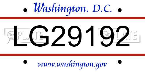 LG29192 District Of Columbia License Plate