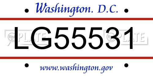LG55531 District Of Columbia License Plate