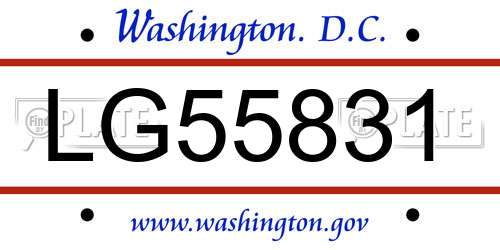 LG55831 District Of Columbia License Plate
