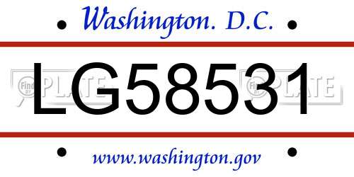 LG58531 District Of Columbia License Plate