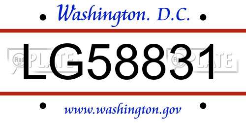 LG58831 District Of Columbia License Plate