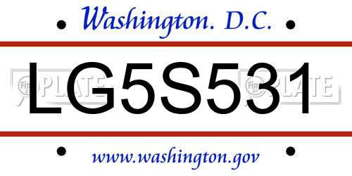 LG5S531 District Of Columbia License Plate