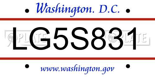 LG5S831 District Of Columbia License Plate