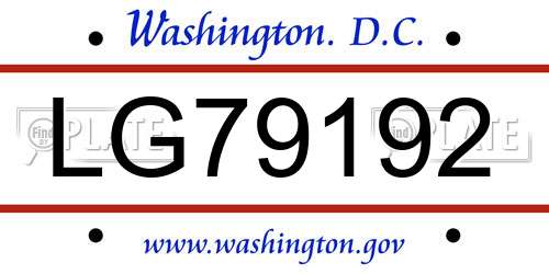 LG79192 District Of Columbia License Plate