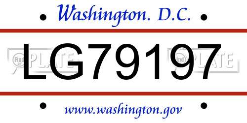 LG79197 District Of Columbia License Plate
