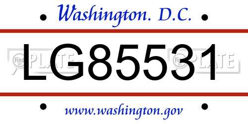 LG85531 District Of Columbia License Plate