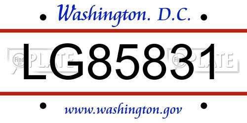 LG85831 District Of Columbia License Plate