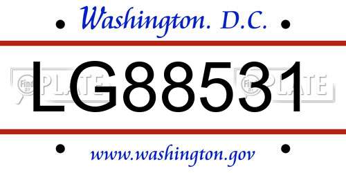 LG88531 District Of Columbia License Plate