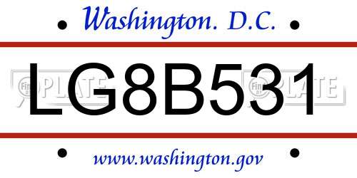 LG8B531 District Of Columbia License Plate