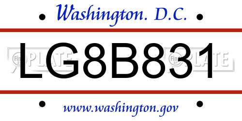 LG8B831 District Of Columbia License Plate