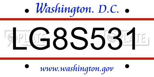 LG8S531 District Of Columbia License Plate