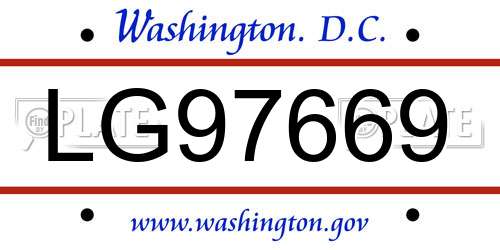 LG97669 District Of Columbia License Plate