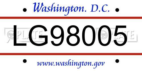 LG98005 District Of Columbia License Plate